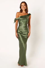 Selma Off Shoulder Maxi Dress - Olive