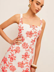 Floral Print Square Neck Dress