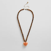 Semi-Precious Heart Necklace - Smoky Quartz/Tiger's Eye