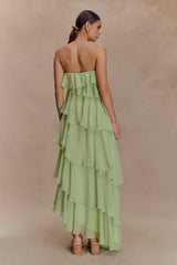 Alexa Ruffle Chiffon Maxi Dress - Pastel Lime