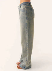 Keanna Low Rise Denim Jeans - Dirty Wash