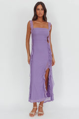 Blushing Ruffle Trim Maxi Dress Lilac