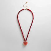 Semi-Precious Heart Necklace - Strawberry/Cherry Quartz