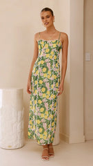 Carlia Midi Dress - Lemon Print