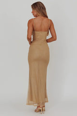Fortune Bust Tie Maxi Dress Gold