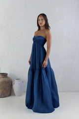 Unforgettable Style Strapless Maxi Dress Navy