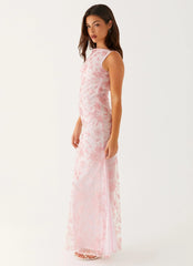 Moorey High Neck Maxi Dress - Pink