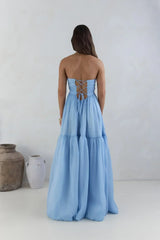 Unforgettable Style Strapless Maxi Dress Blue