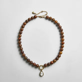 Janette Beaded Ring Necklace - Tiger's Eye