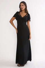 Elorin Lace Trim Maxi Dress Black