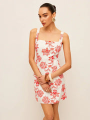 Floral Print Square Neck Dress