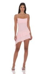 Mesh Tassel Dress in Pink