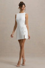 Kalina | White Mini Dress With Bow Detail