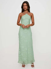 Zoelle Halter Maxi Dress Sage