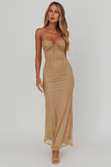 Fortune Bust Tie Maxi Dress Gold