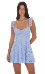 Lace Fit and Flare Dress in Light Blue