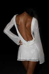 Tava Backless White Cocktail Dress