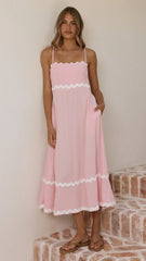 Seraphina Maxi Dress - Pink/White