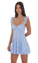 Lace Fit and Flare Dress in Light Blue