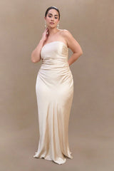 Cedar Strapless Satin Maxi Dress - Blush Gold