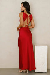 Satin Embrace Maxi Dress Red
