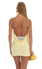Lace Open Back Dress in Yellow