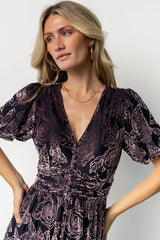 Dahlia Velvet Dress | Indigo + Purple Floral