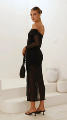 Isadora Off Shoulder Maxi Dress - Black