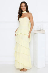 Sunset Reverie Strapless Maxi Dress Yellow