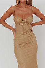 Fortune Bust Tie Maxi Dress Gold
