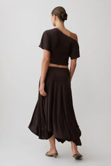Luu Slinky Midi Skirt - Dark Chocolate