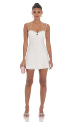 Satin Open Back Dress in White