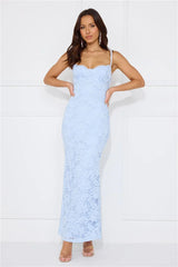 Soft Sweet Lace Maxi Dress Blue