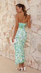 Zinnia Midi Dress - Green Floral