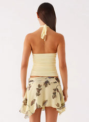 Fiore Asymmetrical Mini Skirt - Buttercream Bliss